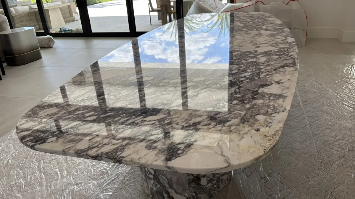 Polished marble dining table